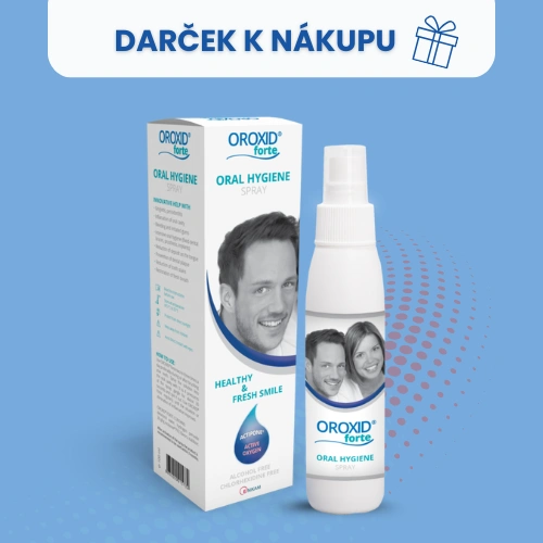 Oroxid forte sprej pre intenzívnu starostlivosť o ďasná počas krvacenia alebo zápachu z úst.