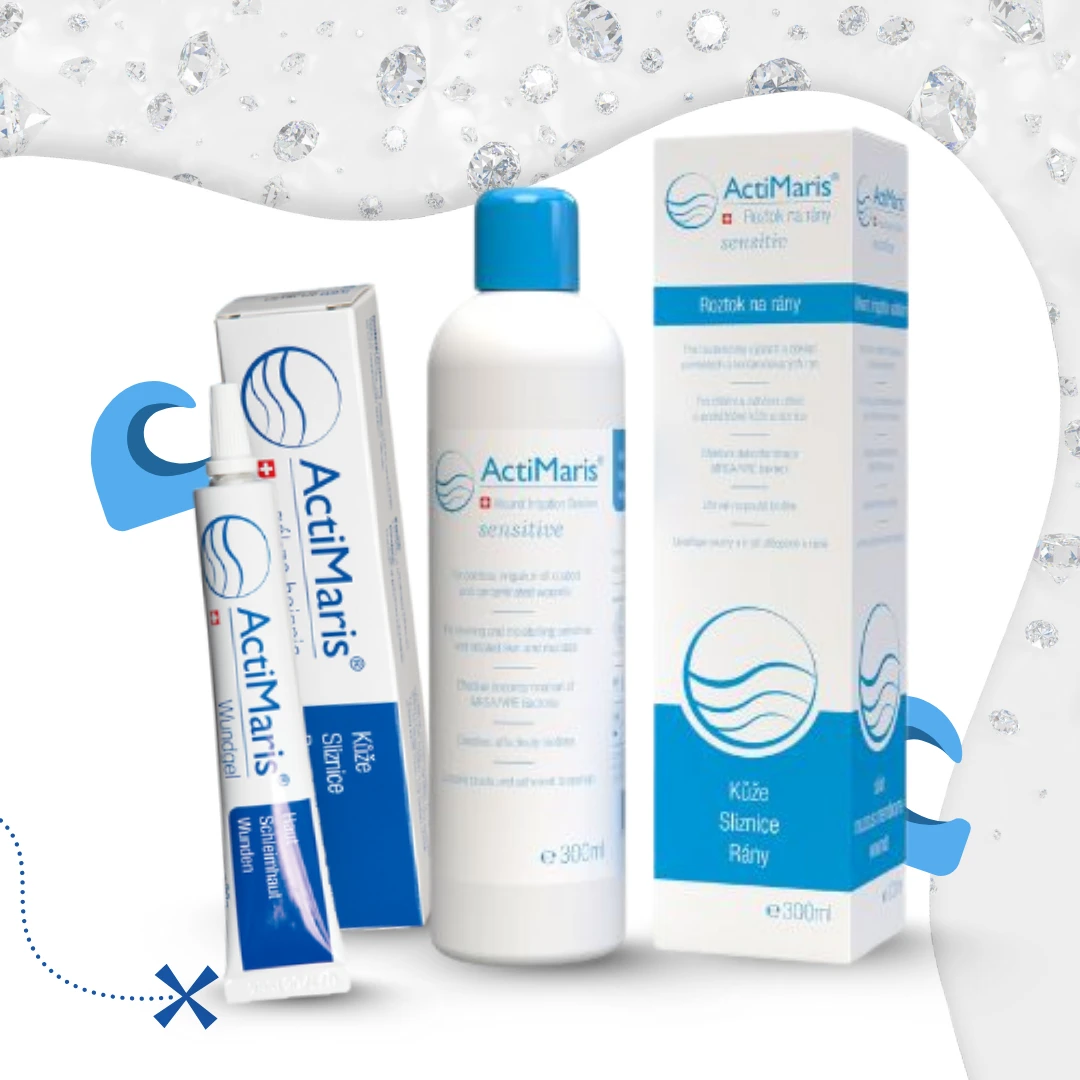 balicek-am Balíček produktů ActiMaris na ozadí s diamanty