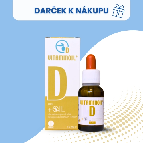 Lahvička a krabička vitamin d oil.